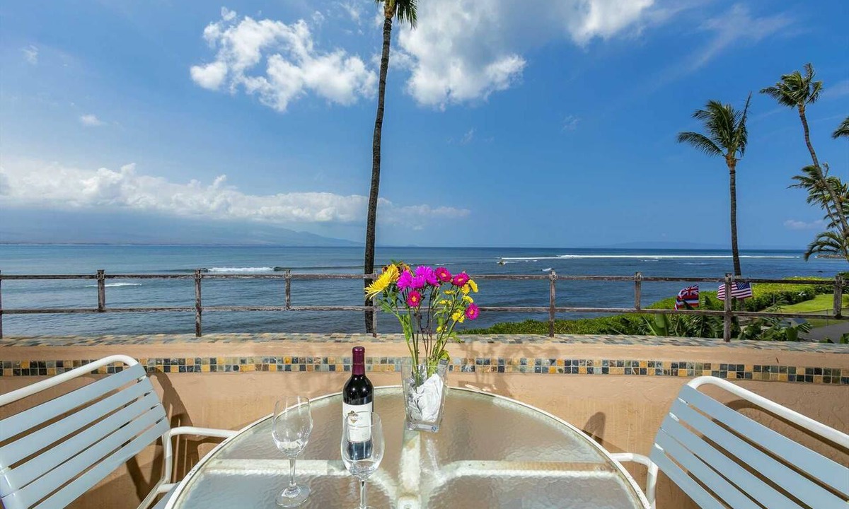 Maalaea Condo | Island Sands Unit 206 Direct Oceanfront View. Enjoy the saltwater oceanfront swimming pool.
