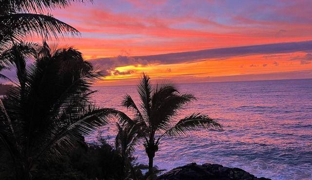 Elegant Oceanfront 2BR Home. Vast Panoramic Views, Steps to Kehena Beach. A/C.