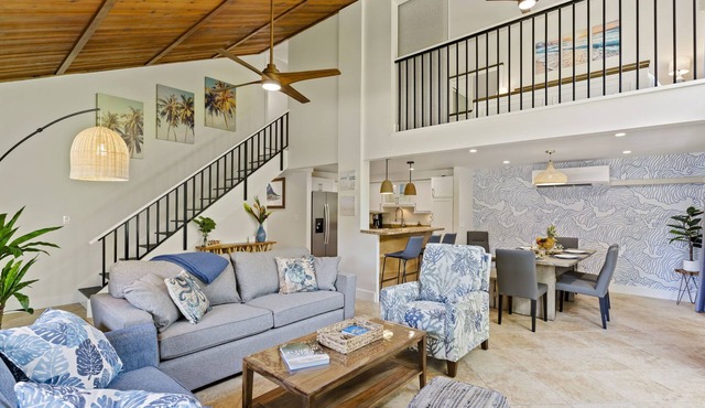 Family friendly condo, bright and beachy, walk to the beach! AC, pool, hot tub!