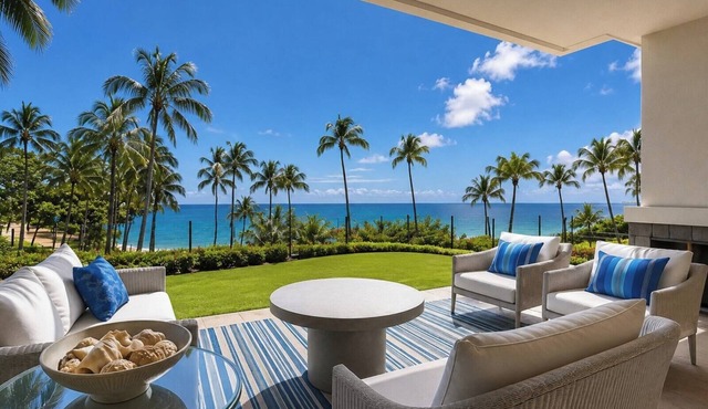 Oceanfront 3-Bedroom Luxury Villa At The Resort at Kapalua Bay with Spa, and Free Rental Car! MON-1205 by KBM
