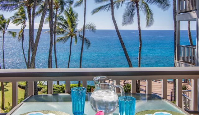 Poipu Palms 202.Oceanfront, Palm Trees and the Beautiful Blue Pacific Ocean!