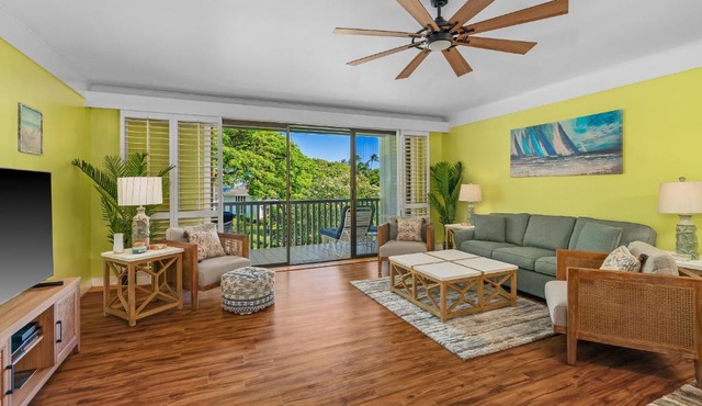 Step to beach New Quiet Kiahuna Plantation Remodeled 2 bedroom condo with AC
