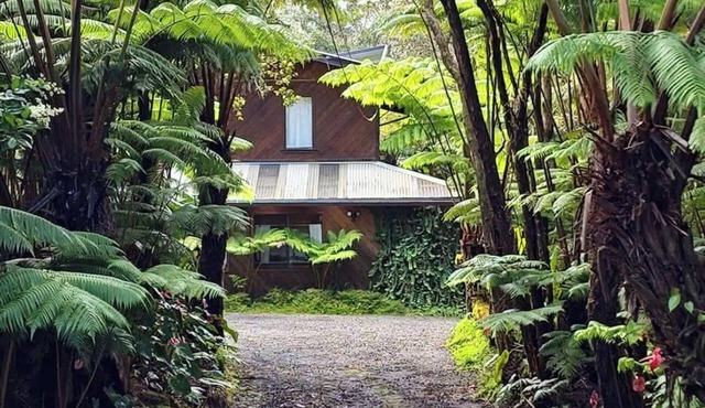 Two peaceful cabins in marvelous Volcano, Hawaii for a relaxing stay.